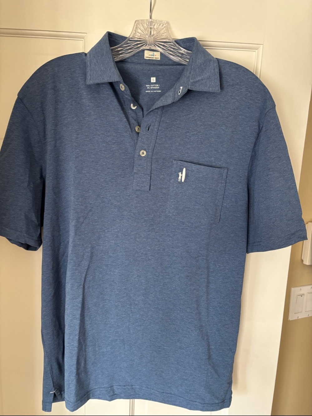 johnnie-O Heathered Slate Blue Short-Sleeve Polo with Pocket